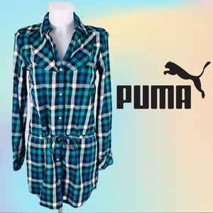 NWT L/S Plaid Deep Water PUMA Flannel Dres…